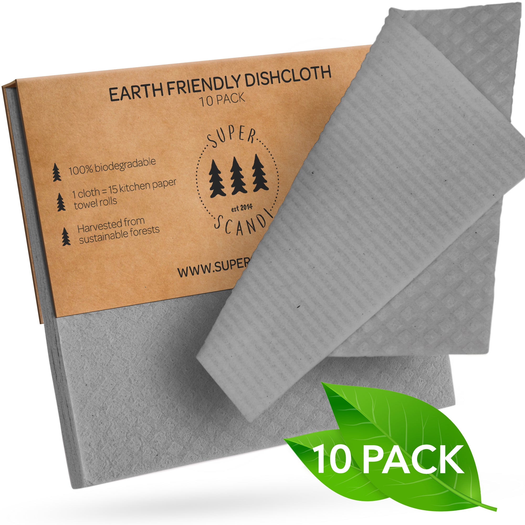 SUPERSCANDI Swedish Dish Clothes 6 Pack of Black Reusable Compostable  Kitchen Cloth Made in Sweden Cellulose Sponge Dish Cloths for Washing Dishes